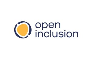 Open Inclusion logo. It is a yellow circular splodge (the community) surrounded by an "o" which is open at the top and bottom signifying sharing community perspectives and the ability for movement into and out of the disability community depending on the question we are asking